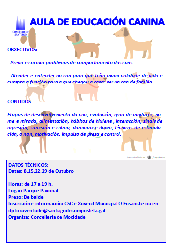 Aulas de educación canina outubro 2019